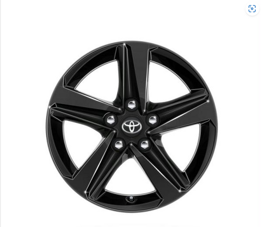 Janta din aliaj originala Toyota Corolla, 16 inch, design Glossy Black, 5 spite, model 2019+, cod PW45702004ZB, compatibila cu piulite 90942-01033.