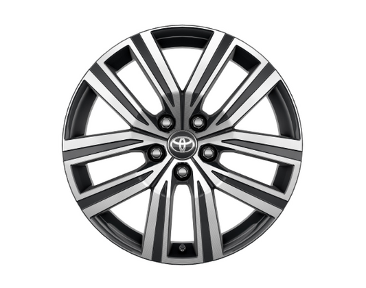 Janta din aliaj originala Toyota Corolla Cross, 18 inch, design Black Machined, model 2019+, cod PW45716000MB, compatibila cu piulite 90942-01033 si capac central 4260348140.